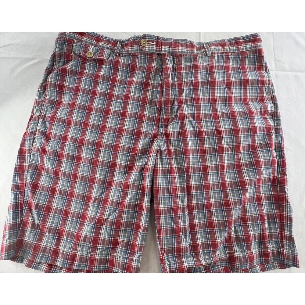 Cremieux Mens Multicolor Plaid Flat Front Shorts 9" Inseam Waist 38